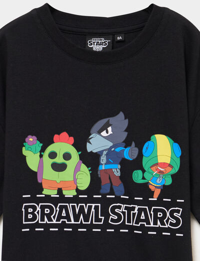 T-shirt col rond coton Brawl Stars noir gar&ccedil;on