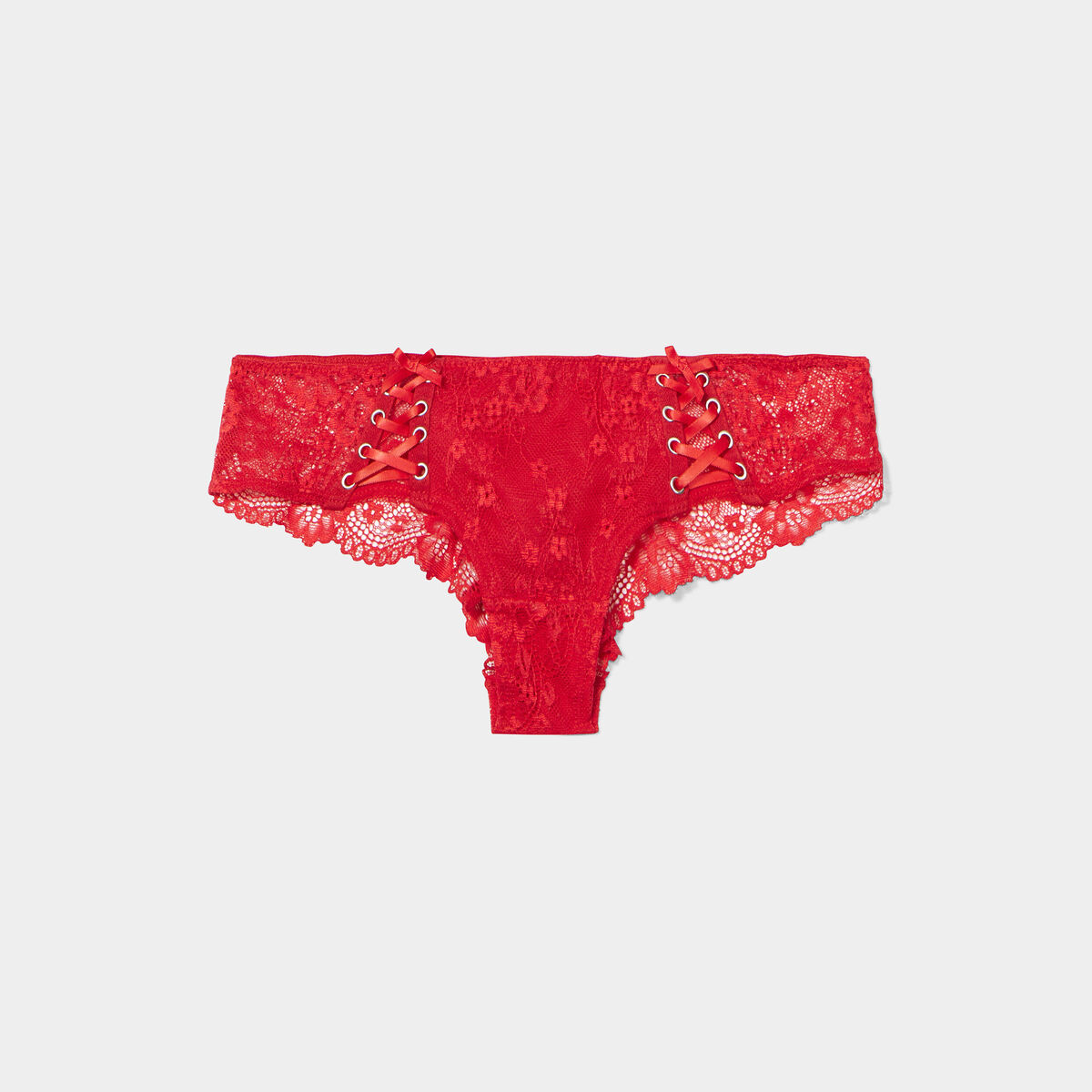 Shorty en dentelle rouge femme