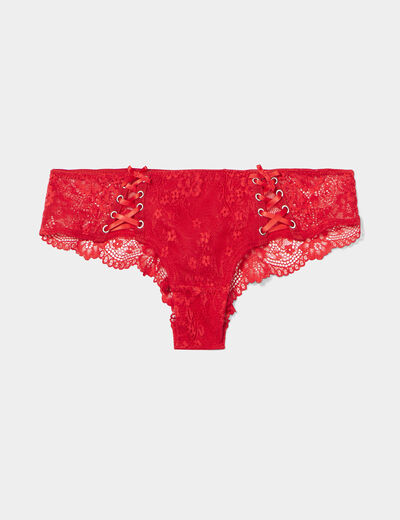 Shorty en dentelle rouge femme