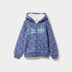 Gilet doubl&eacute; &agrave; capuche bleu gris fille