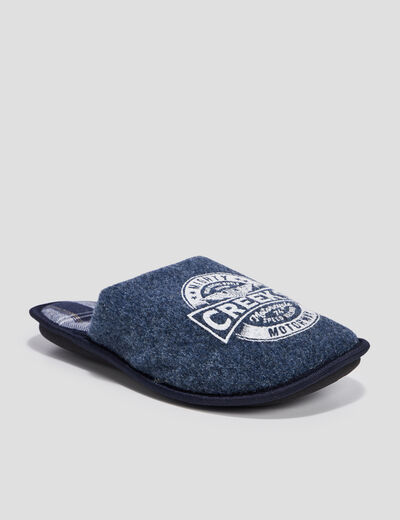 Mules bout rond bleu homme