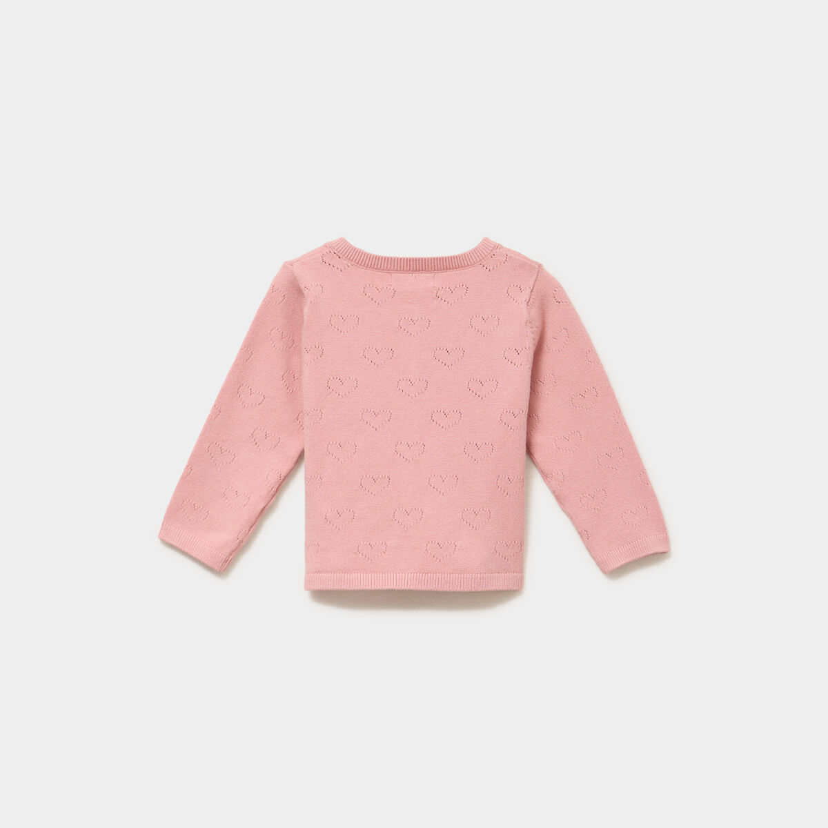 Gilet manches longues boutonn&eacute; rose poudr&eacute;e b&eacute;b&eacute; fille