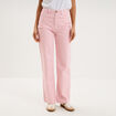 Jean droit taille haute coton rose clair femme