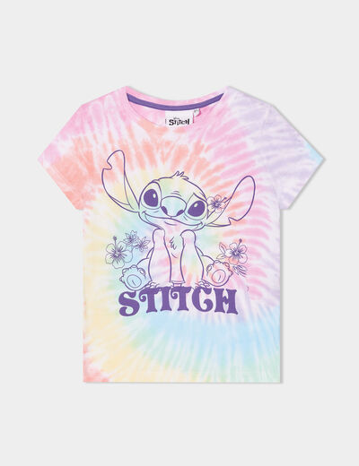 T-shirt col rond manches courtes Stitch multicolore fille