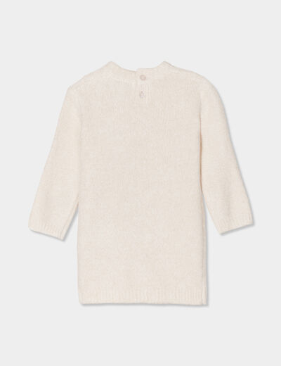 Robe pull torsades fils métallisés ecru bébé fille