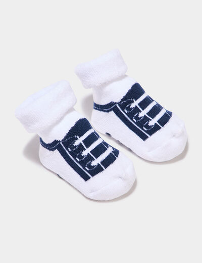 Chaussettes bottons en coton majoritaire bleu marine b&eacute;b&eacute; gar&ccedil;on