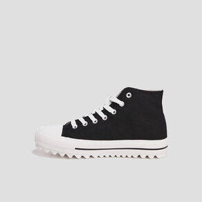 baskets montantes toile semelle crantee noir femme Baskets montantes toile semelle crantée noir femme