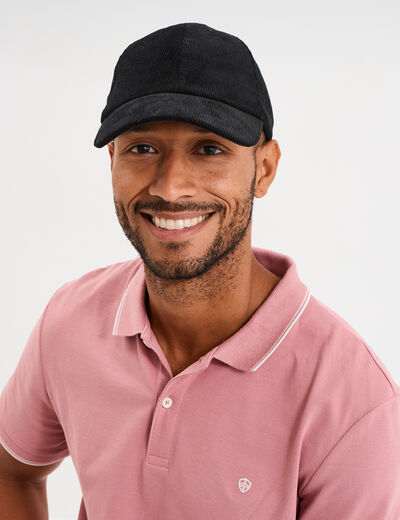 Casquette effet velours côtelé noir homme