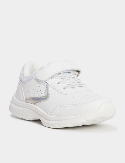 Baskets type running à scratchs blanc fille