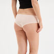 Shorty en coton avec dentelle rose poudr&eacute;e femme