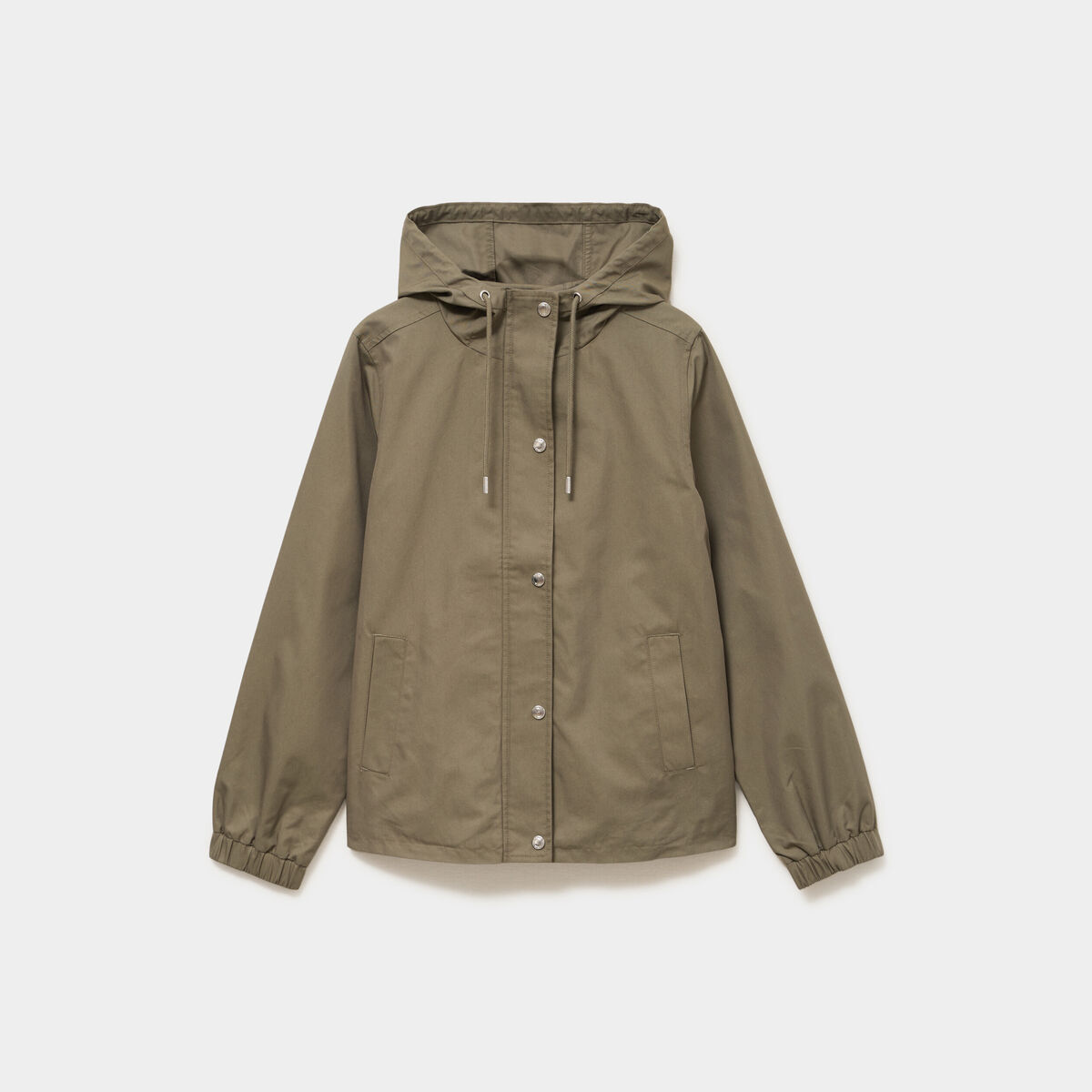 Parka courte imperm&eacute;able &agrave; capuche vert kaki femme