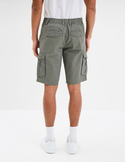 Bermuda short cargo poches &agrave; rabat coton gris homme