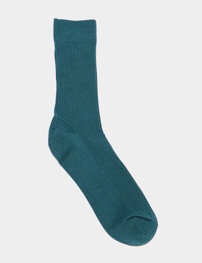 Lot 2 paires chaussettes côtelées bleu canard homme