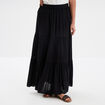 Jupe longue fluide taille élastiquée noir femme