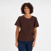 T-shirt manches courtes ballons marron foncé femme