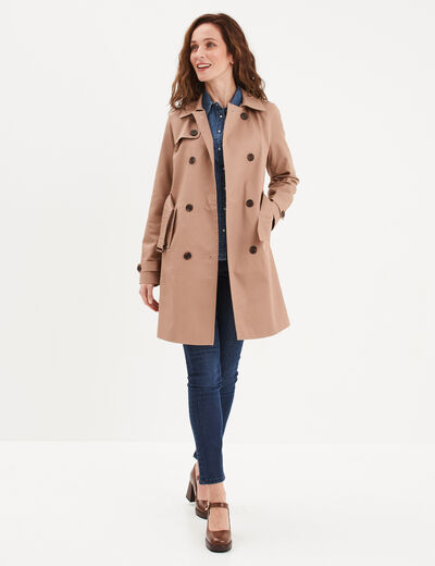 Trench mi-long ceinturé marron femme