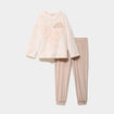 Ensemble pyjama effet velours 2 pi&egrave;ces creme femme grande taille