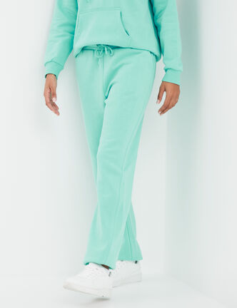 Pantalon jogging droit molleton bleu turquoise femme