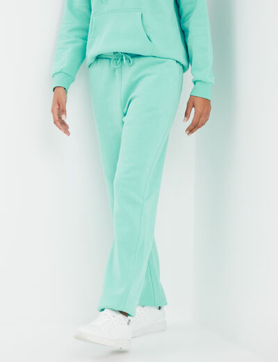 Pantalon jogging droit molleton bleu turquoise femme