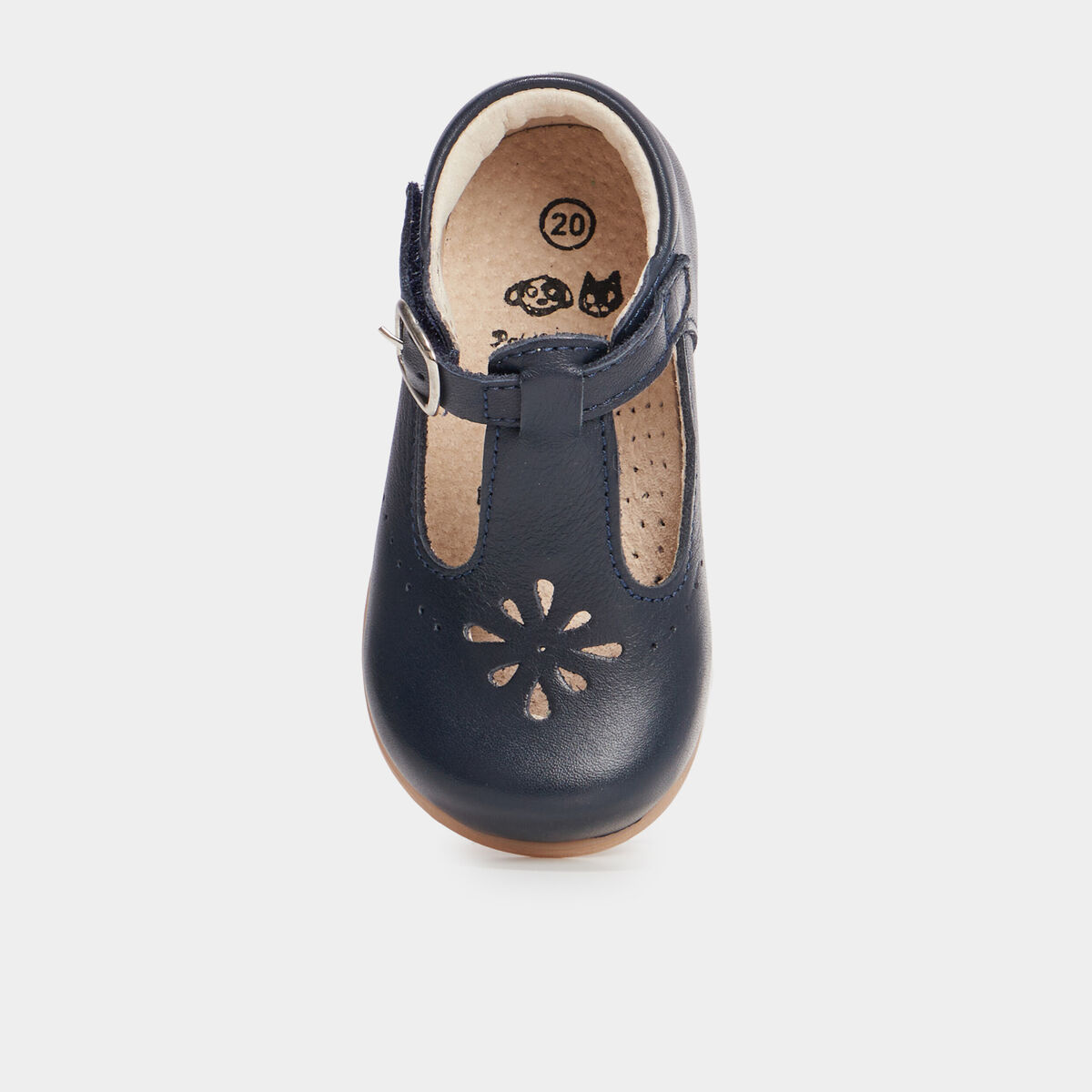 Chaussures salom&eacute; en cuir bleu b&eacute;b&eacute; fille