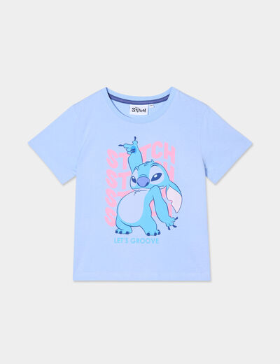 T-shirt manches courtes coton Stitch bleu fille