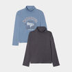 Lot 2 t-shirts col roulé bleu gris garçon