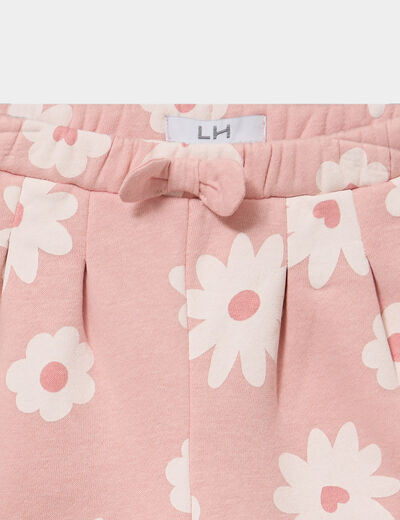 Pantalon de jogging molleton &agrave; noeud rose b&eacute;b&eacute; fille