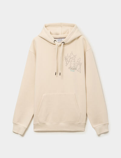 Sweat hoodie molleton Pok&eacute;mon ecru homme