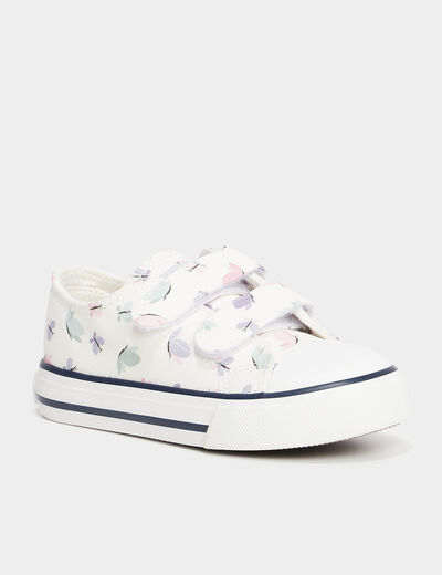 Tennis basses en toile scratchs multicolore fille