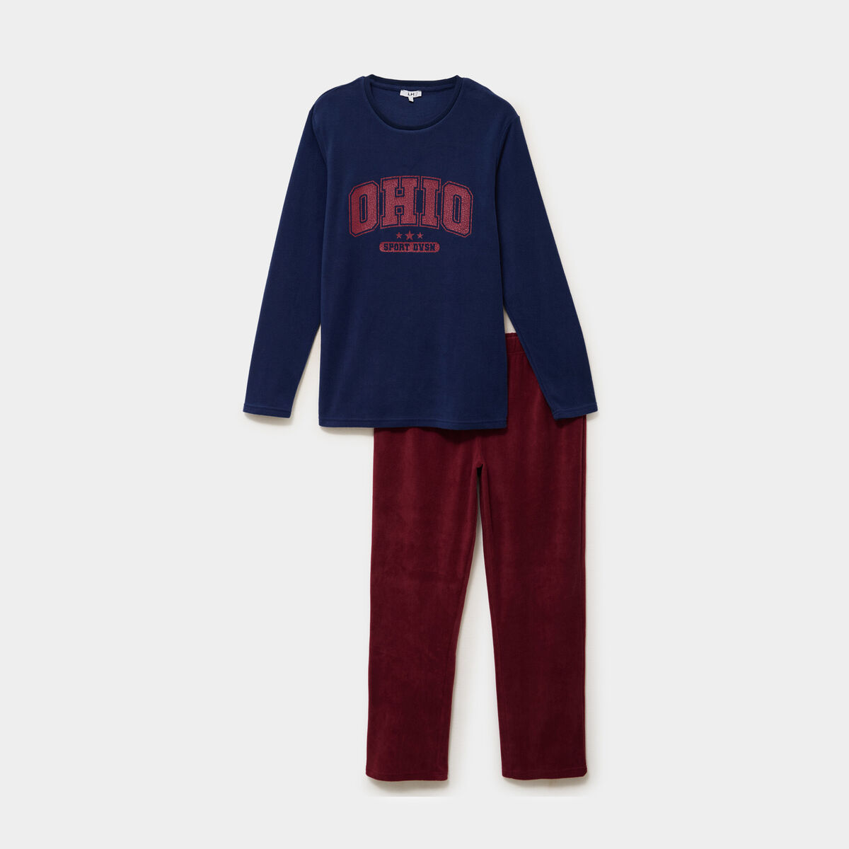 Ensemble pyjama effet polaire 2 pi&egrave;ces bleu homme