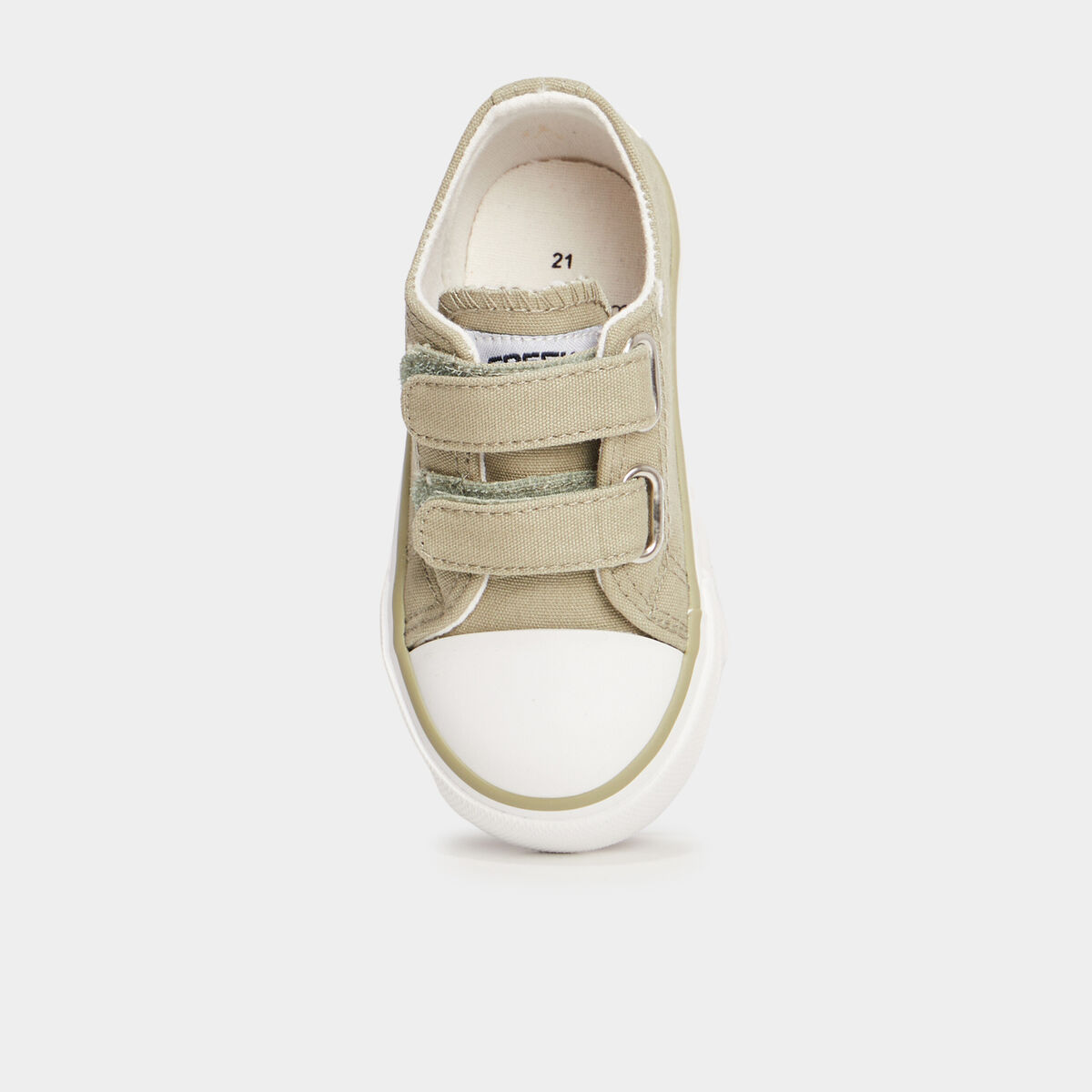 Tennis &agrave; scratchs en toile bout renforc&eacute; vert olive b&eacute;b&eacute; gar&ccedil;on
