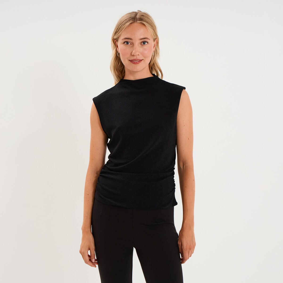 D&eacute;bardeur fronces et paillettes noir femme