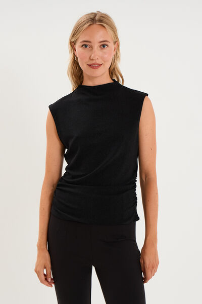 D&eacute;bardeur fronces et paillettes noir femme