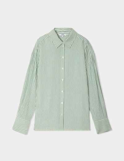 Chemise manches longues vert kaki femme
