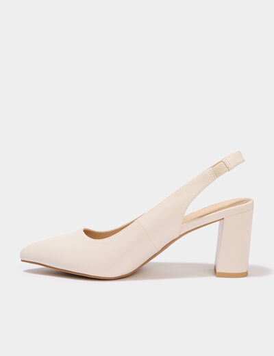 Escarpins &agrave; talons bouts pointus ivoire femme