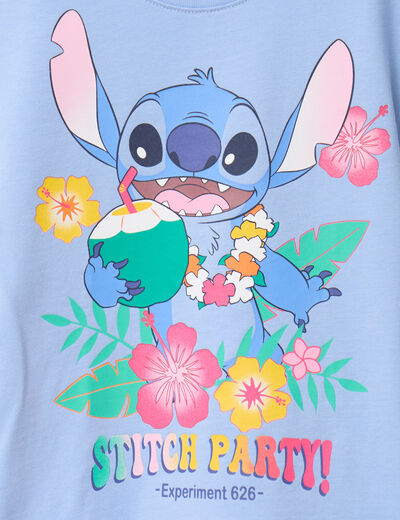 T-shirt manches courtes coton Stitch bleu fille