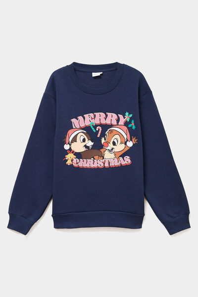 Sweat manches longues Tic et Tac bleu marine femme
