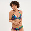 Haut de maillot de bain forme triangle bleu p&eacute;trole femme