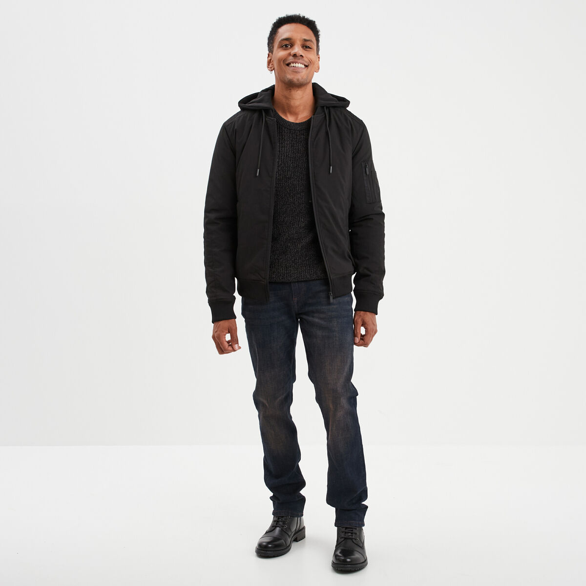 Pull 1 poche buste zipp&eacute;e Liberto gris fonc&eacute; homme
