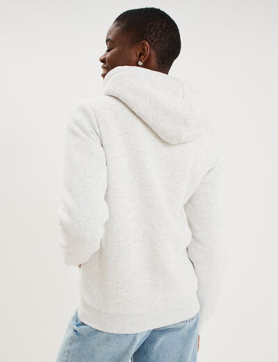 Sweat &agrave; capuche doublure effet sherpa gris clair femme