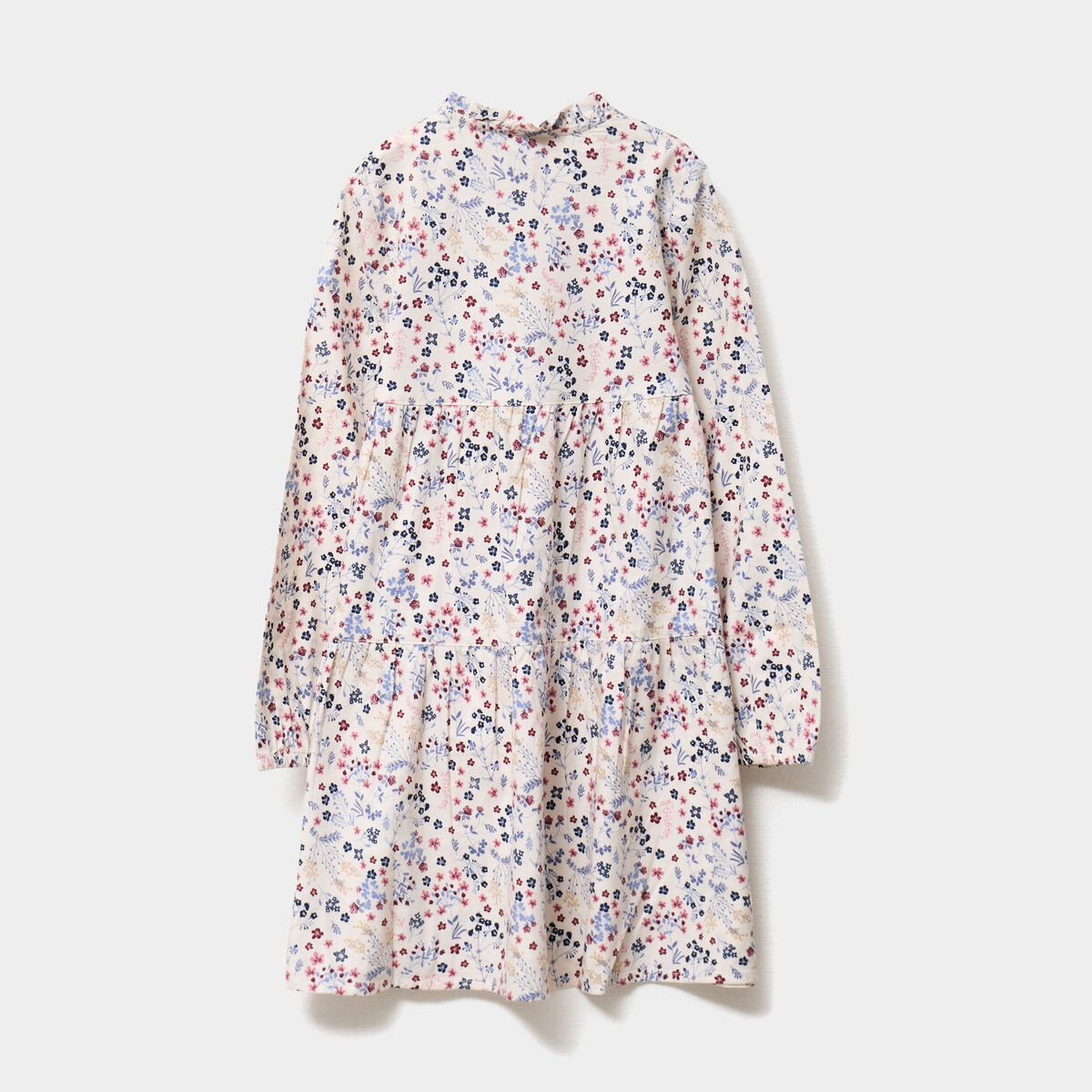 Robe manches longues &eacute;vas&eacute;e coton beige fille