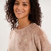 Haut de pyjama sweat polaire torsad&eacute; beige femme