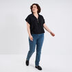 Blouse effet satin manches courtes noir femme grande taille