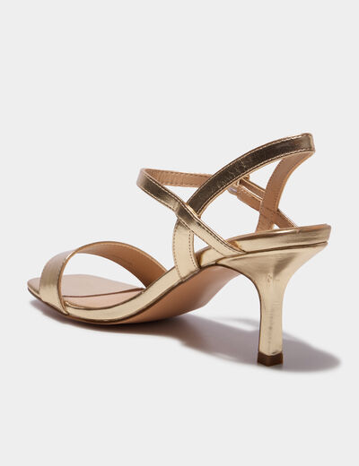 Sandales &agrave; talons aiguilles avec bride jaune or femme
