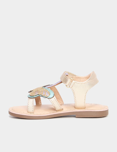 Sandales plates en cuir multicolore fille