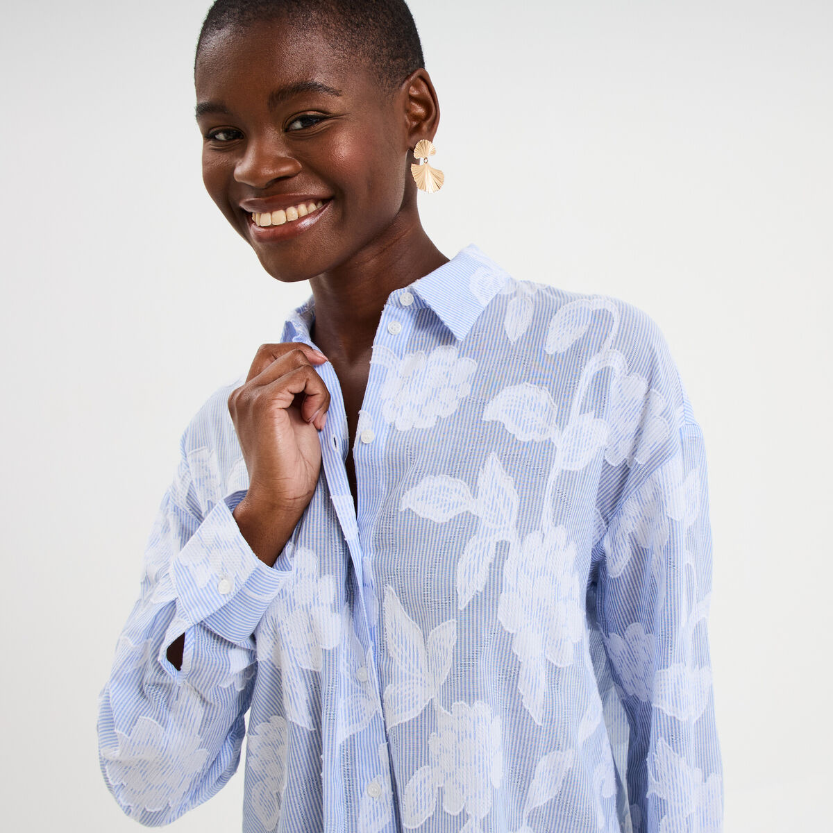 Chemise manches longues coton blanc femme