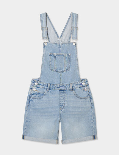 Combishort en jean coton denim triple stone femme