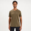 T-shirt manches courtes coton col V vert kaki homme