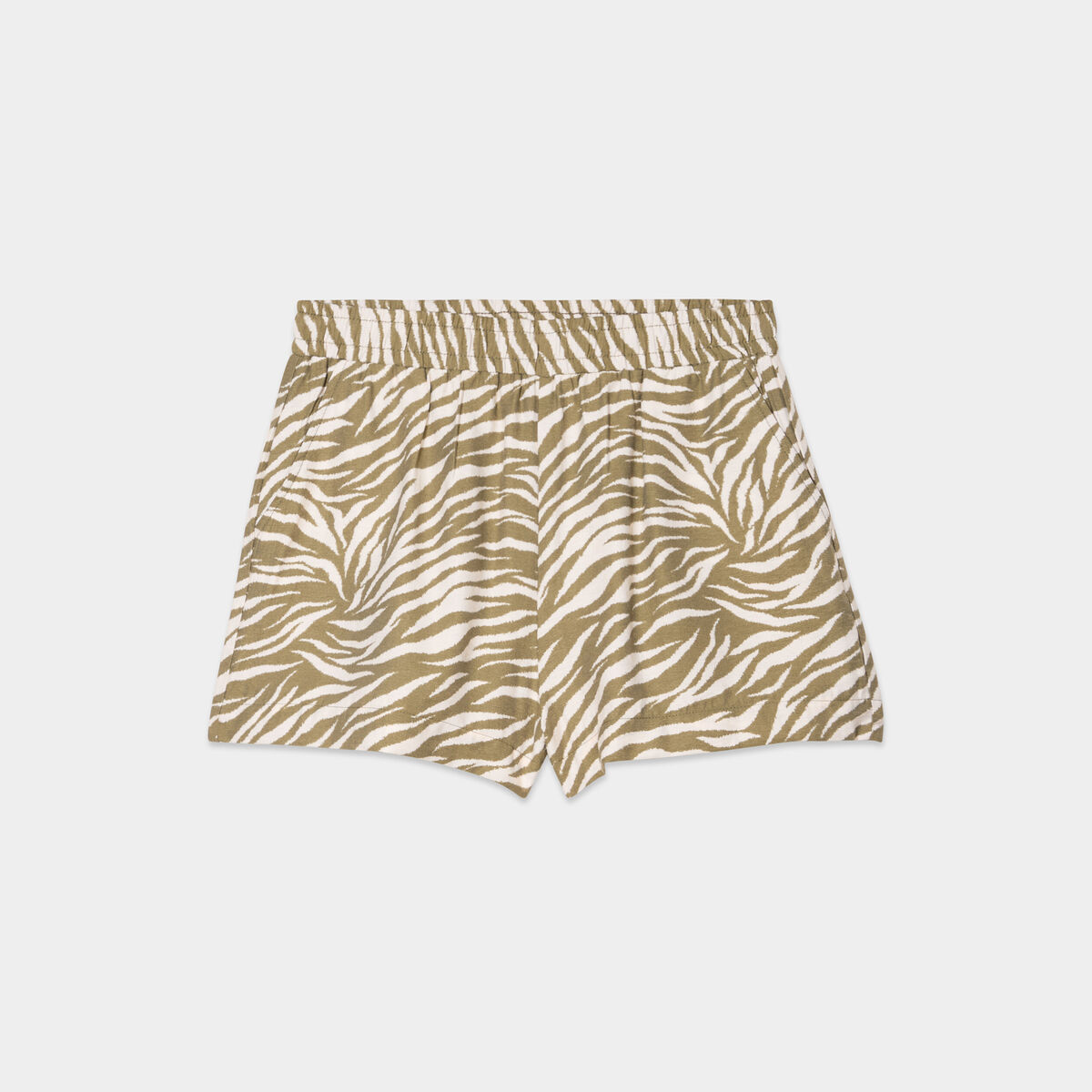 Short fluide taille &eacute;lastiqu&eacute;e vert kaki femme
