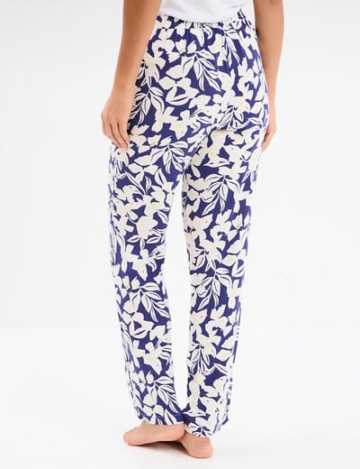 Pantalon de pyjama fluide taille haute bleu marine femme